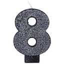 Свечи-цифры черный глиттер 8см